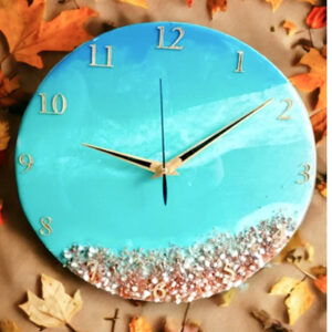 handmade ocean resin wall clock